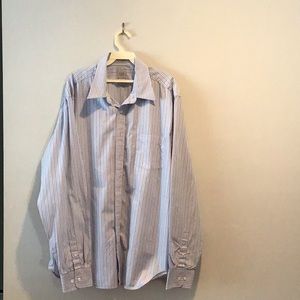 Gap Men’s Long Sleeve Button Down White/Blue/Gray Striped Shirt Fitted X-Large